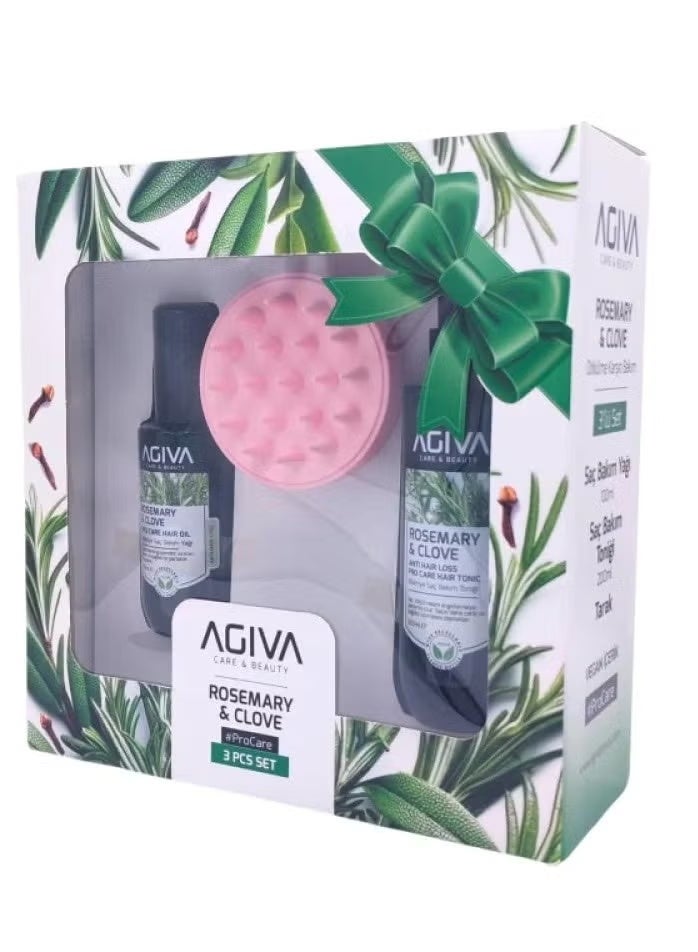 أجيفا مجموعة أجيڤا للعناية بالشعر والجمال برائحة إكليل الجبل والقرنفل - 3 قطع