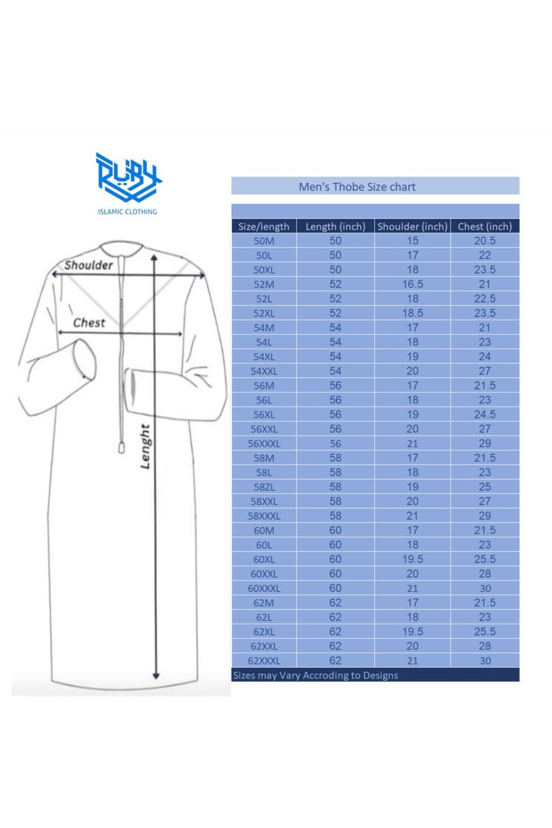 روبي للملابس الإسلامية ثوب عربي سعودي مصمم للرجال، جبة دشداشة، رداء بأكمام طويلة، فستان عباية، فستان رمضان، ملابس الشرق الأوسط - Image 2