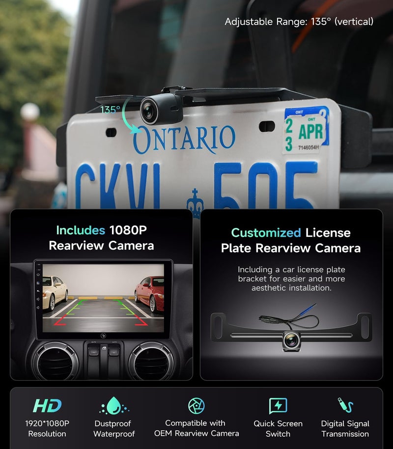 AINAVIGO Car Radio Stereo Upgrade for Jeep Wrangler JK Compass Grand Cherokee Dodge Ram with Wireless CarPlay/Android Auto/10.2'' TouchScreen/Android13/GPS Navigation/Backup Camera (New-HC-Jeep 2+32G) - Image 5