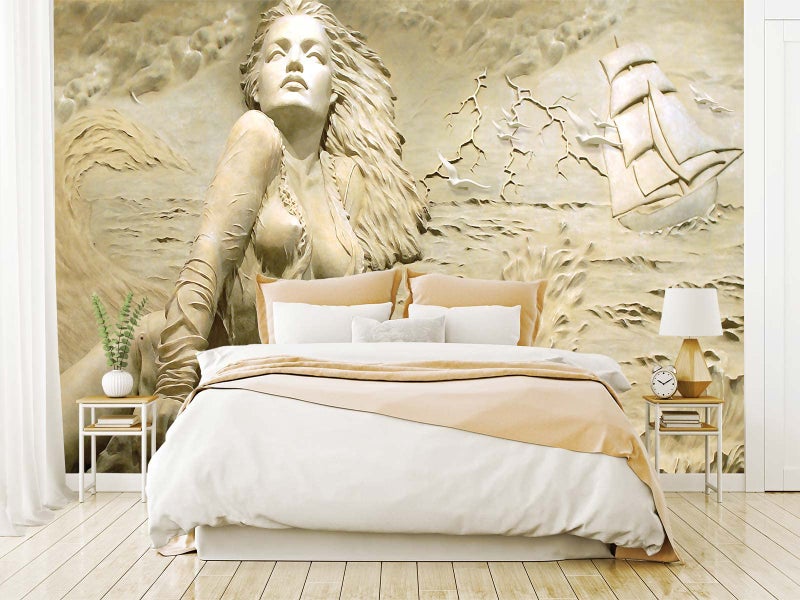 Cliouar 3D Wall Mural Wallpaper for Bedroom & Living Room - Artistic Sculpture Design, 103" x 69" (Not Self-Adhesive) - Image 2