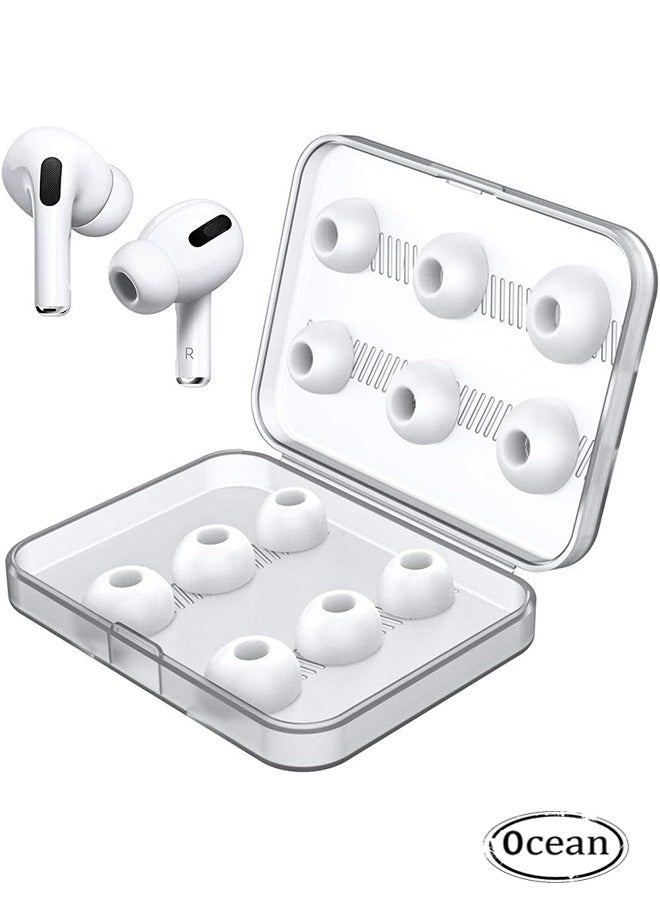 Ocean 12 Pieces White Silicone Ear Buds Compatible with AirPods Pro and AirPods Pro 2, Soft and High Elasticity, Replacement Ear Buds with Clear Portable Storage Box  - Image 1