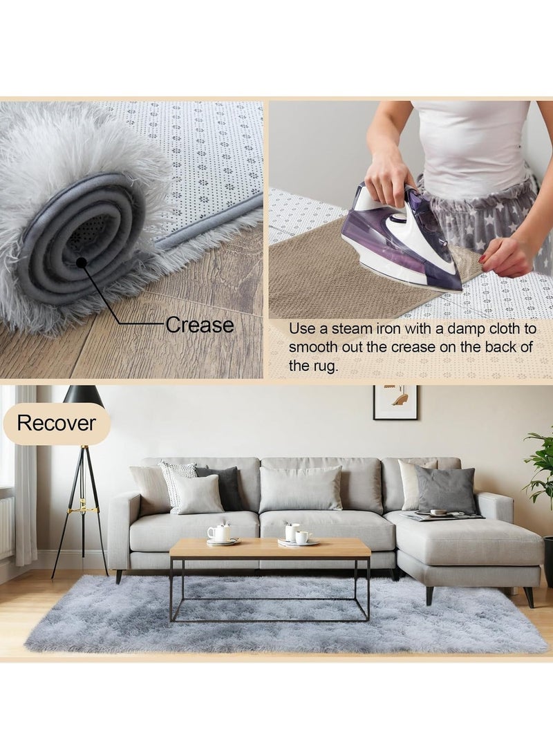 WangPangZi Plush Fuzzy Abstract Area Rug Light Grey Soft Carpet for Bedroom Living Room Kids Nursery Dorm Room Home Use - Image 5