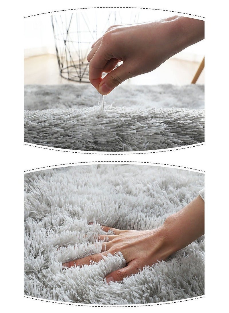 WangPangZi Plush Fuzzy Abstract Area Rug Light Grey Soft Carpet for Bedroom Living Room Kids Nursery Dorm Room Home Use - Image 4