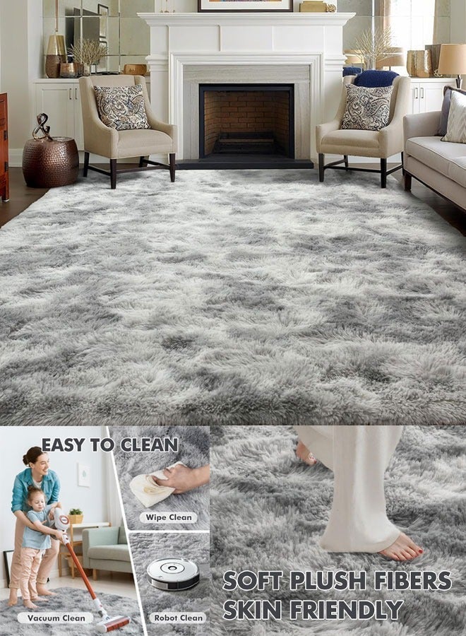 WangPangZi Plush Fuzzy Abstract Area Rug Light Grey Soft Carpet for Bedroom Living Room Kids Nursery Dorm Room Home Use - Image 3