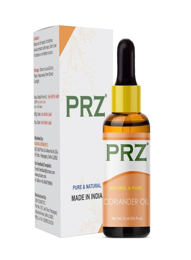 PRZ Coriander Essential Oil - Pure Natural Aromatherapy & Therapeutic Grade Oil for Skin Care & Hair Care, 15 ml - Image 1