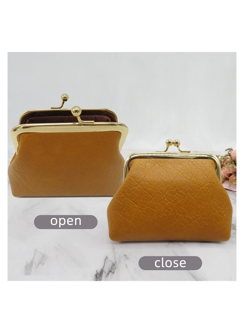Excefore Coin Purse, 2Pcs Small PU Leather Change Purse, Coin Purse Wallet with Clasp, Cute Vintage Wallets Small Money Bag for Woman Kids Girls (Black+Brown) - Image 3