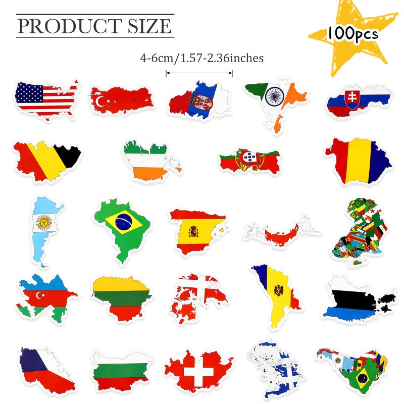 Chinco 100 Pcs World Country Flag Stickers Vinyl Map Waterproof Small Travel Around The World Stickers Decals Bulk for Luggage Laptop Suitcase - Image 2