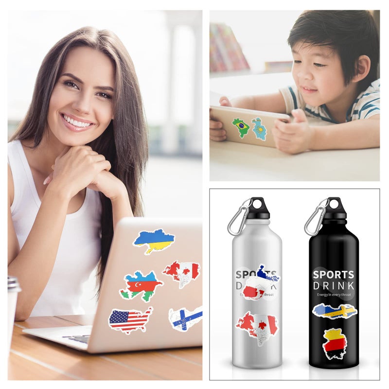 Chinco 100 Pcs World Country Flag Stickers Vinyl Map Waterproof Small Travel Around The World Stickers Decals Bulk for Luggage Laptop Suitcase - Image 5