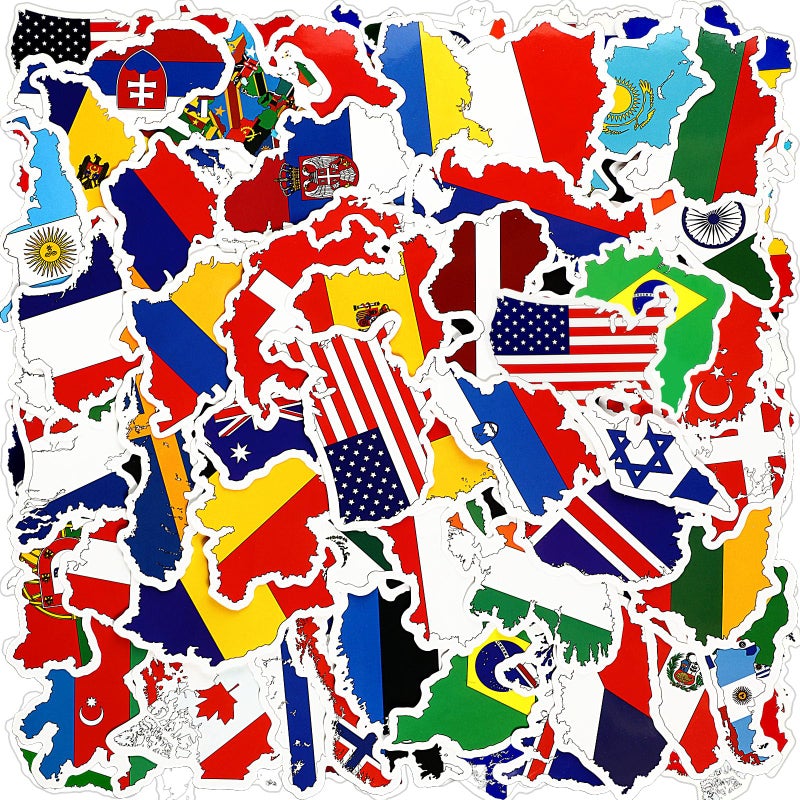 Chinco 100 Pcs World Country Flag Stickers Vinyl Map Waterproof Small Travel Around The World Stickers Decals Bulk for Luggage Laptop Suitcase - Image 1