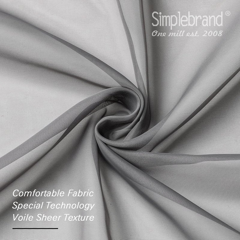 SimpleBrand Grey Short Sheer Curtains 45 Inch Length for Small Windows, Rod Pocket 2 Panels Set Solid Voile Drapes Window Sheer Curtains for Bedroom Bathroom Kids Room Kitchen, 42x45 Inch, Gray - Image 5