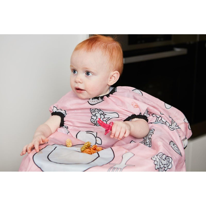 grabease Allover Waterproof Bib for Self-Feeding Infants and Toddlers, Machine Washable, Ages 6-24 Months, Pink - Image 2
