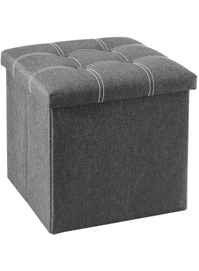 HOOKOR Durku Storage Stool,Foldable Storage Ottoman Box,Padded Seat for Dorm Living Room,Versatile Space-Saving Storage Toy Box,for Bedroom Hallway (Grey, 38 * 38 * 38cm) - Image 2