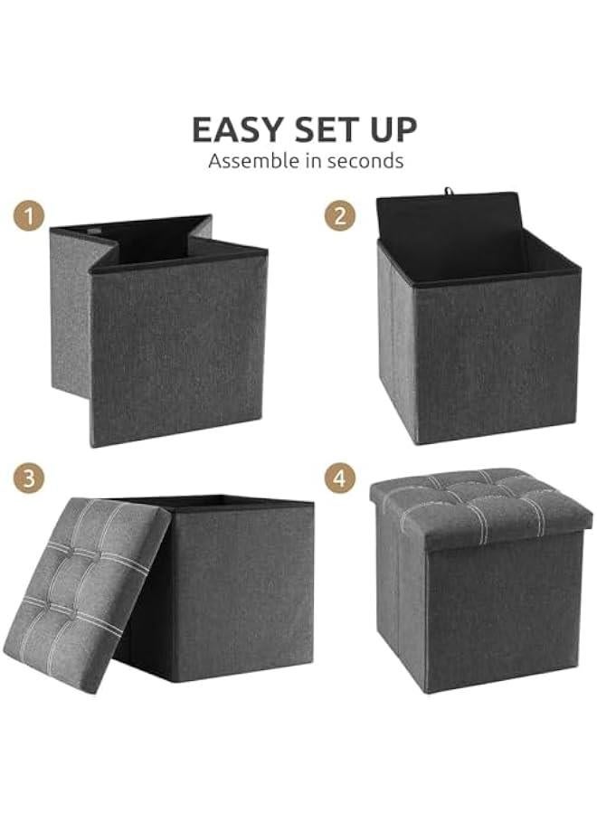 HOOKOR Durku Storage Stool,Foldable Storage Ottoman Box,Padded Seat for Dorm Living Room,Versatile Space-Saving Storage Toy Box,for Bedroom Hallway (Grey, 38 * 38 * 38cm) - Image 5
