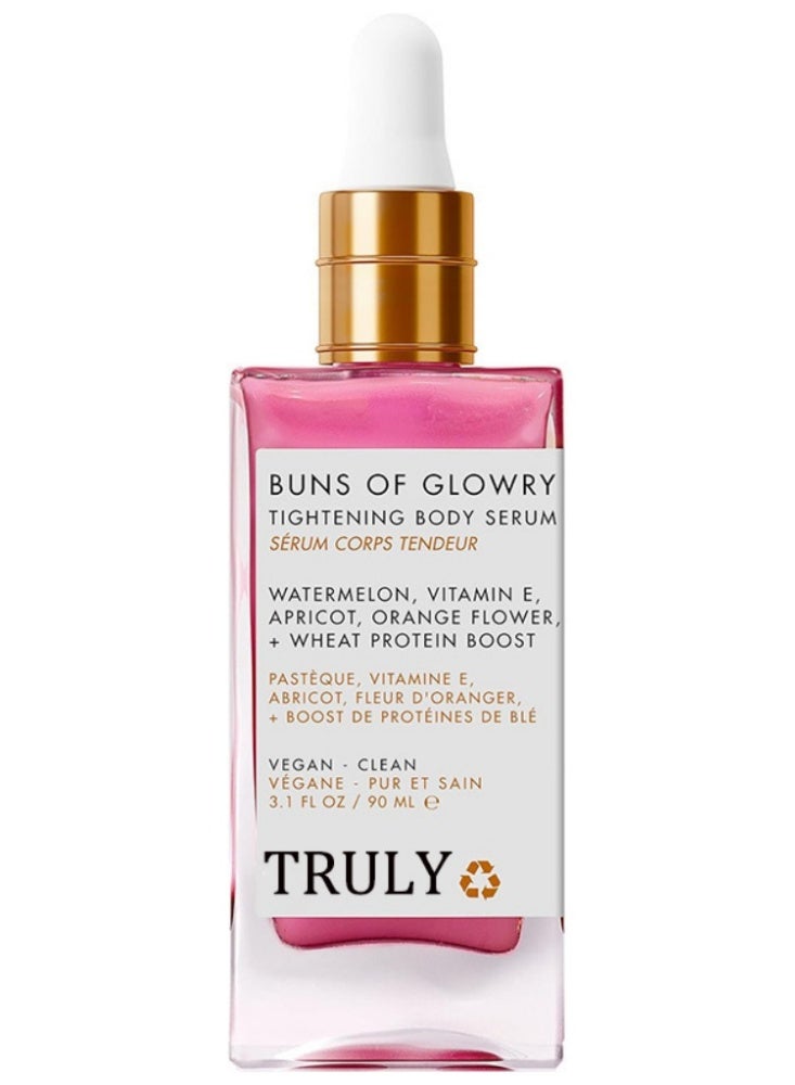 Truly Beauty Buns of Glowry Glow & Tighten Serum, Skin Tightening Cream Serum, Cellulite Cream for Thighs and Buns Fast Absorbing. Butt Enhancement Cream and Firming Lotion - 3.1 OZ - Image 1