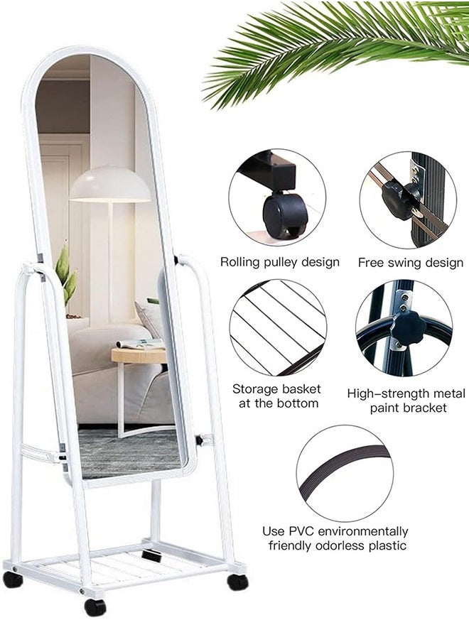 Cady One - Sturdy, Heavy-Duty Standing Mirror With Adjustable Stand, Can Be Detached And Hung On The Wall, Equipped With Wheels For Easy Movement, 153X40 Cm - Image 1