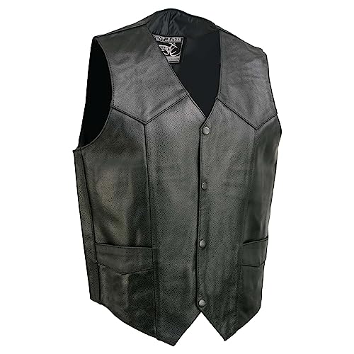 EVENT LEATHER EL5310 Black Motorcycle Leather Vest for Men  Riding Club Adult Motorcycle Vests  3XLarge