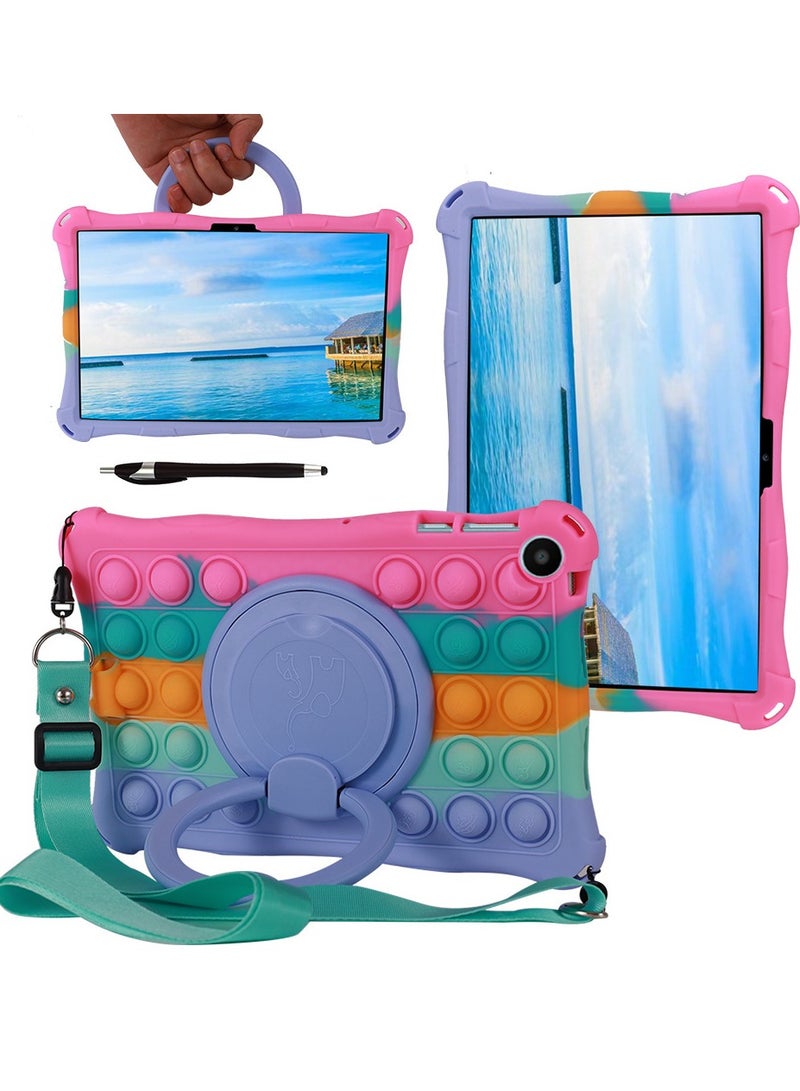 general Case Compatible with Huawei Matepad SE 10.4 inch 2023 Kids Soft Silicon 360 Rotating Ring Stand Cover with Should Strap and Pen - Image 1