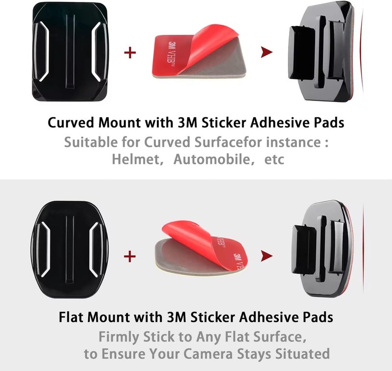 Sruim Flexible Adhesive Mount for Insta 360 and GoPro Cameras - Helmet Sticky Mounts Buckle Accessory Kit - Image 4