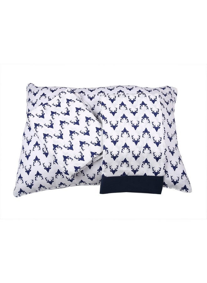 Bacati - 100% Cotton Muslin Tribal/Aztec 3 Piece Toddler Bed Sheet Set Includes Fitted Sheet, Top Sheet, and Pillow Case (Navy Bucks) - Image 5