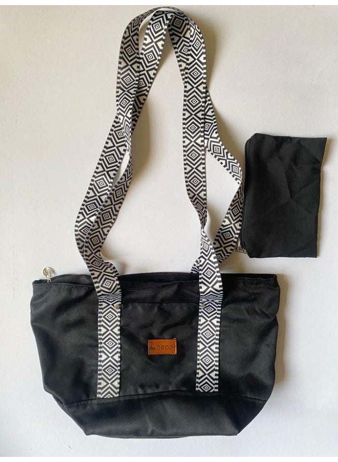 Decov Handbag Multicolor With Decorated Strap Black