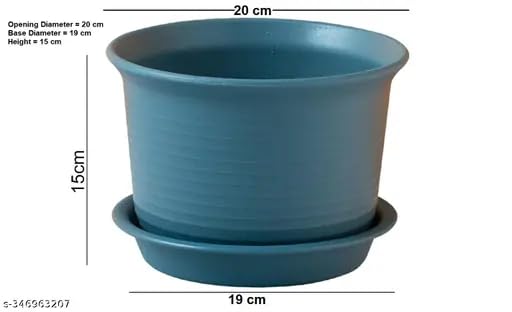 INKULTURE Plastic Round Flower Pots with Tray for Home Planters, Terrace, Garden Etc | Pack of 05 | Dark Grey | Size 8 Inch | for Home Indoor & Outdoor Gardening Plants - Image 4