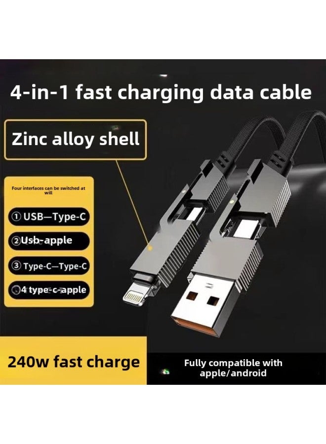 One-to-four Data Cable Portable Compact For Apple Huawei Xiaomi Oppo Super Fast Charging Treasure Short Line-Color:Four-in-one  2m -6a High Current  - Image 4