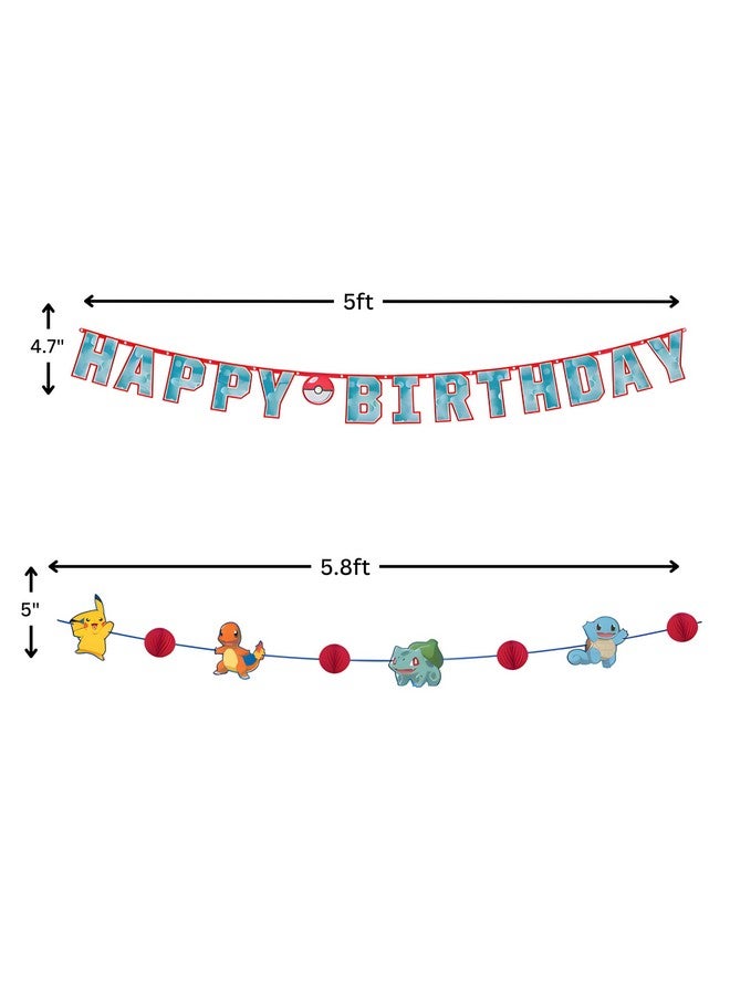 Amscan Pokemon Paper Party Banner Kit (Pack of 2) - Easy to Hang Colorful Party Supplies, Ideal Party Decorations for Birthdays, Pokemon Themed Events & Kid's Parties  - Image 1