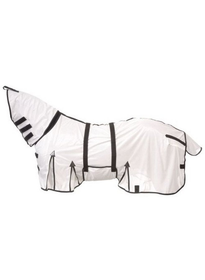 غطاء طيران صيفي من القماش الشبكي للخيول والخيول CHALLENGER مقاس 80 بوصة، رقبة هوائية ربيعية، أبيض 73129