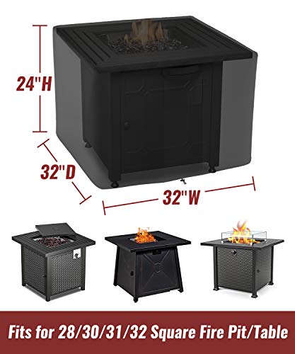 NUPICK 30 Inch Square Fire Pit Cover for Propane Fire Pit/Table, 100% Waterproof Cover Fits 28/30/32 Inch Fire Pit, All Weather Resistant - Image 2