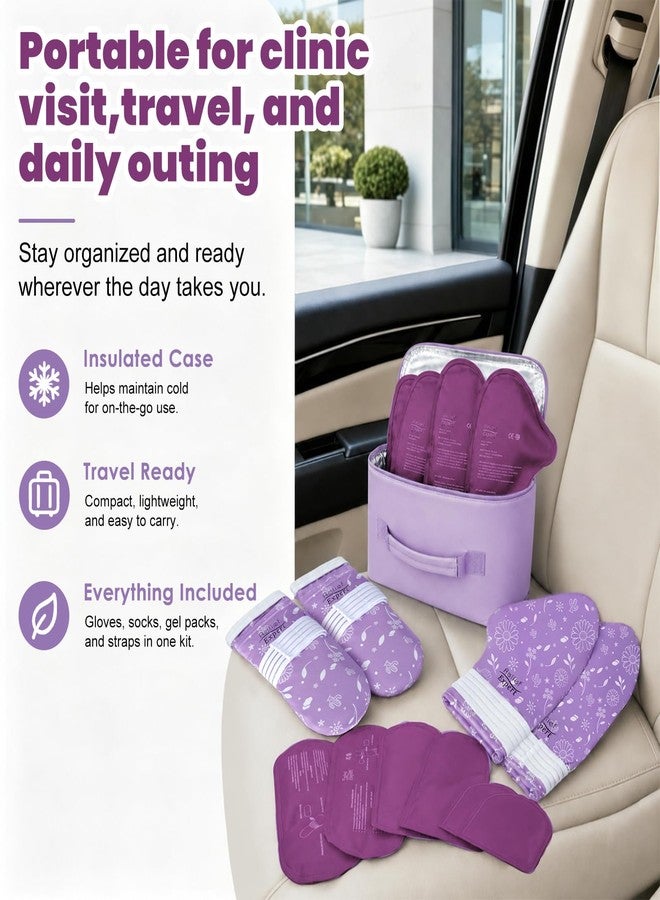 Relief Expert Cold Therapy Socks and Hand Ice Pack Set,Portable Gel Gloves & Socks with Insulated Carrier, Chemo Care Package for Women and Men, L,Purple - Image 5