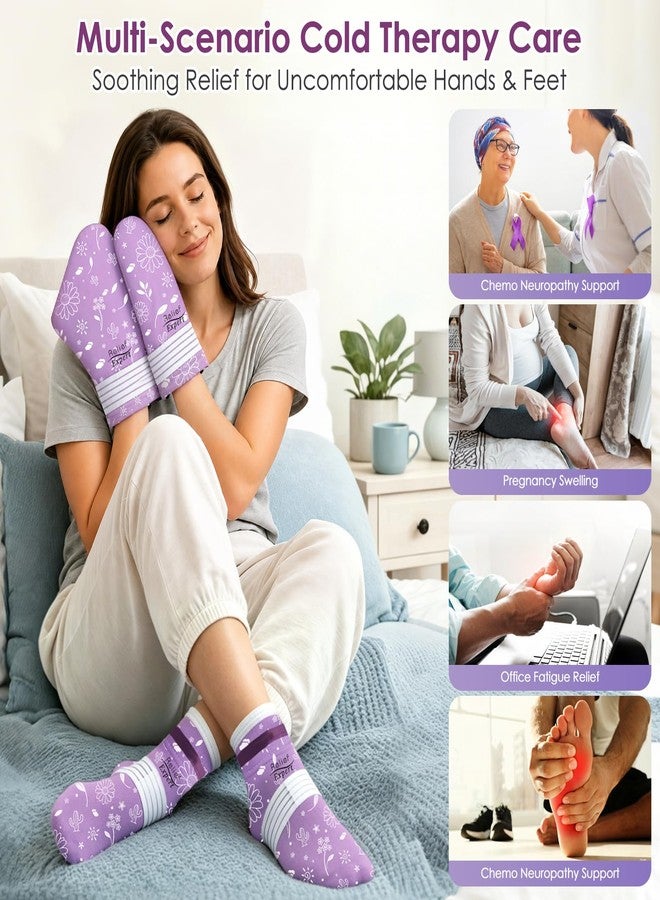 Relief Expert Cold Therapy Socks and Hand Ice Pack Set,Portable Gel Gloves & Socks with Insulated Carrier, Chemo Care Package for Women and Men, L,Purple - Image 3
