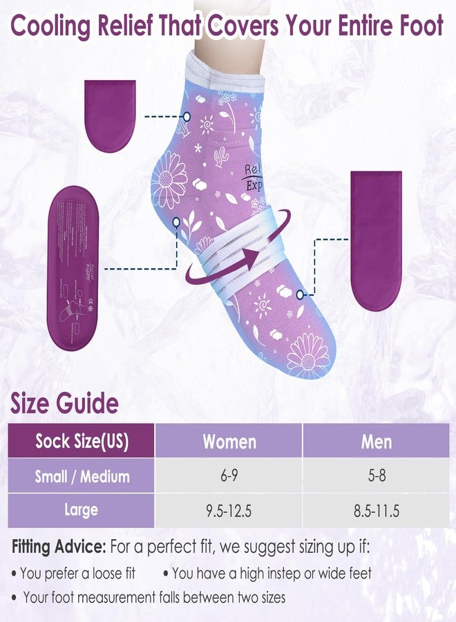 Relief Expert Cold Therapy Socks and Hand Ice Pack Set,Portable Gel Gloves & Socks with Insulated Carrier, Chemo Care Package for Women and Men, L,Purple - Image 2