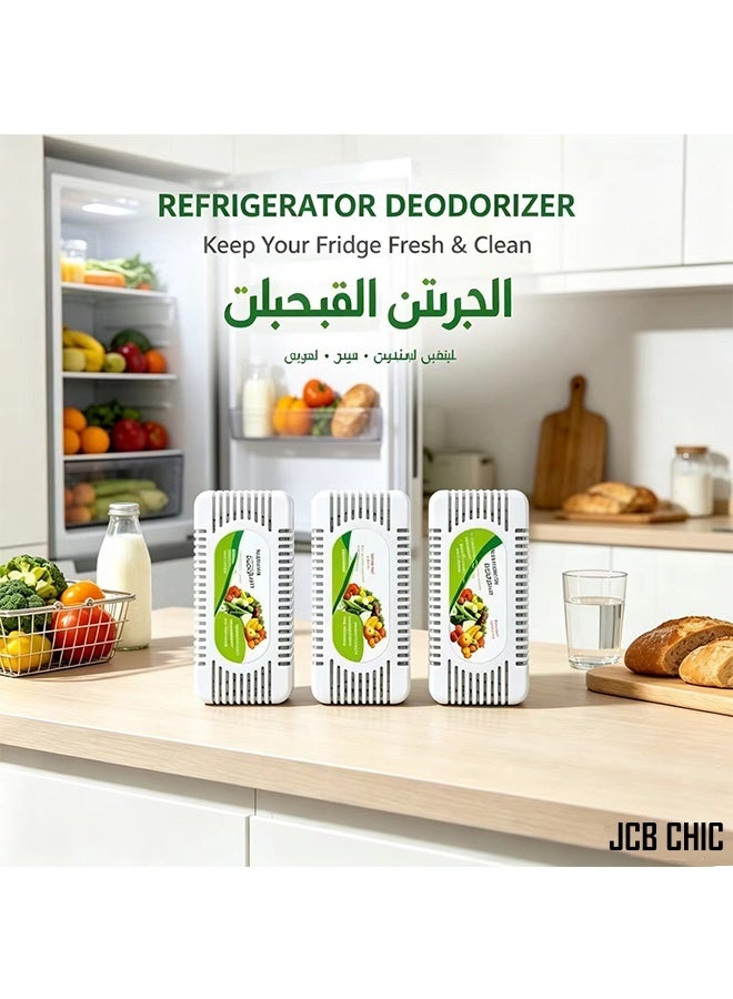 JCB CHIC Refrigerator Deodorizer,Fridges Odor Eliminator,Natural Unscented Activated Charcoal Refrigerator Deodorizer,Dehumidizer,Antistaling Agent for Freezers Coolers and Lunch Boxes(3PCS) - Image 1