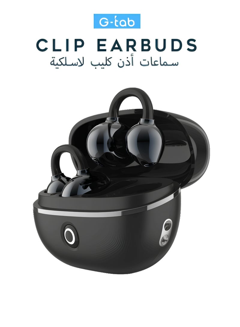 G-Tab CLIP 2 Open Ear Wireless Earbuds Bluetooth 6.0 | Lightweight Airy C-Bridge Design | True Wireless Earphones with ENC Noise Cancelling Calls | Dual Device Connectivity | Long Battery Life Up to 30 Hours Standby | Secure Comfortable Fit for Sports, Work & Daily Use | Black - Image 1