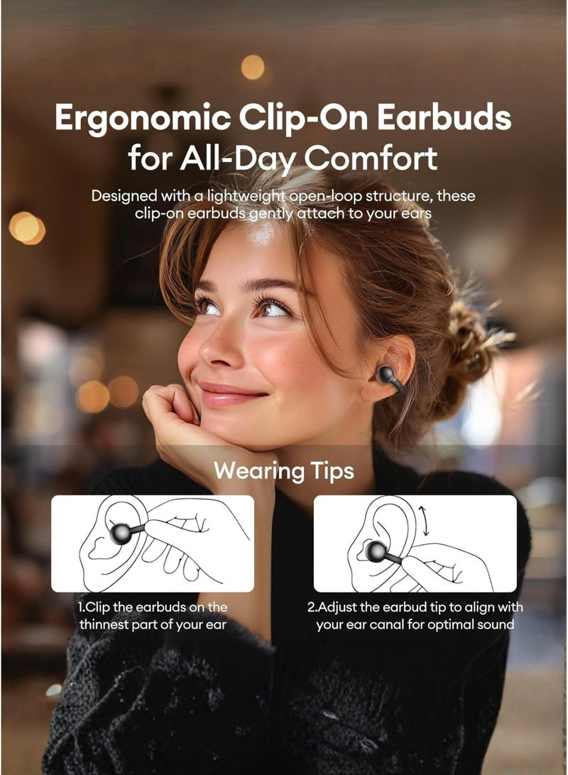 G-Tab CLIP 2 Open Ear Wireless Earbuds Bluetooth 6.0 | Lightweight Airy C-Bridge Design | True Wireless Earphones with ENC Noise Cancelling Calls | Dual Device Connectivity | Long Battery Life Up to 30 Hours Standby | Secure Comfortable Fit for Sports, Work & Daily Use | Black - Image 5