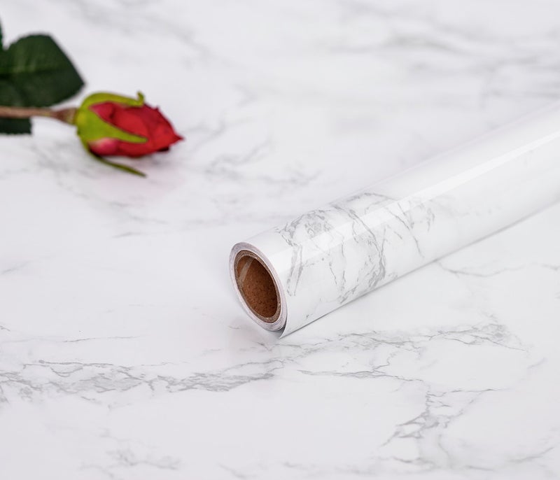 practicalWs Marble Wallpaper Granite White and Grey Paper Roll 23.6" x 118" Kitchen Countertop Cabinet Furniture is Renovated Thick PVC Easy to Remove Without Leaving Glue Upgrade - Image 4