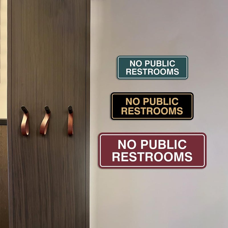 All Quality Standard No Public Restroom Door/Wall Sign - Brushed Gold - Small - Image 5