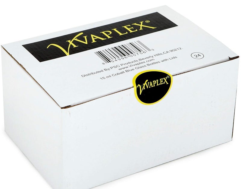 Vivaplex 24 Cobalt Blue 15 ml Glass Bottles with Lids - Image 2
