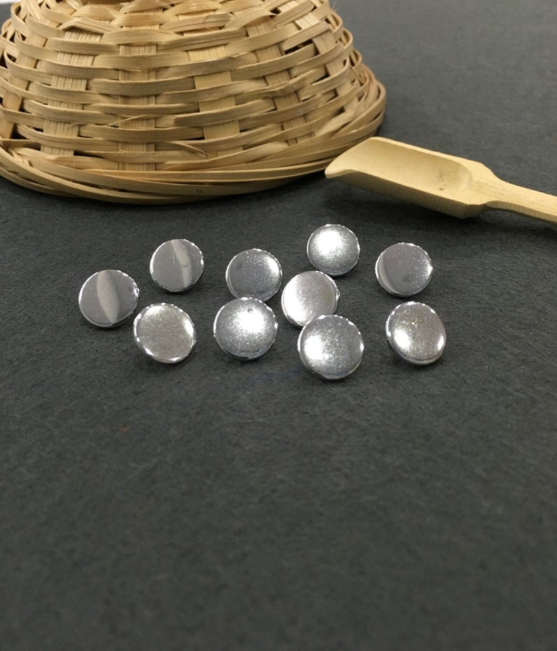 Karan Tuhafiye Karan Haberdashery Blouse Shirt Button Unisex Metal Coin Model Silver 10 Piece Set - Image 3