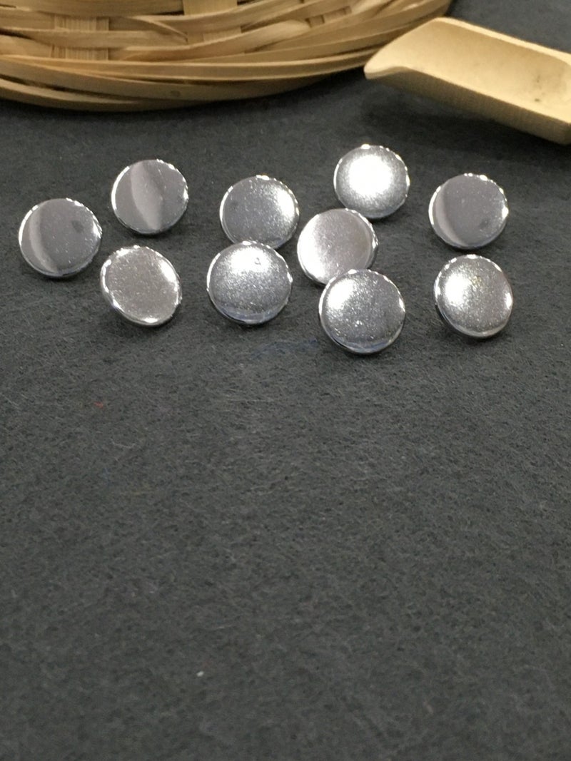 Karan Tuhafiye Karan Haberdashery Blouse Shirt Button Unisex Metal Coin Model Silver 10 Piece Set - Image 1
