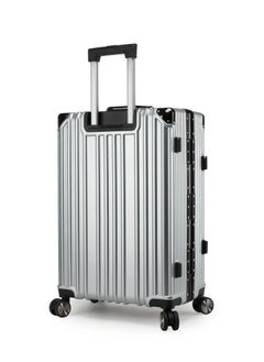 CABINPRO Lightweight Aluminum Frame Fashion Luggage Trolley Polycarbonate Hard Case Medium Checked Luggage Suitcase with 4 Quite 360 Degree Double Spinner Wheels CP001 Silver  - Image 2