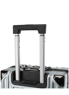 CABINPRO Lightweight Aluminum Frame Fashion Luggage Trolley Polycarbonate Hard Case Medium Checked Luggage Suitcase with 4 Quite 360 Degree Double Spinner Wheels CP001 Silver  - Image 4
