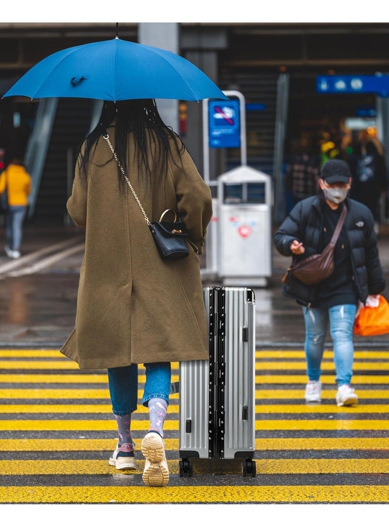 كابينبرو حقيبة سفر ترولي خفيفة الوزن بإطار ألومنيوم، هيكل صلب من البولي كربونات، متوسطة الحجم، بعجلات دوارة مزدوجة هادئة بزاوية  درجة، فضي - Image 2