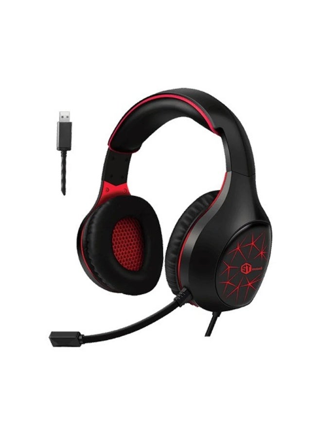 سماعة رأس ستريو للألعاب GM-2100R USB-A 7.1 LED من ST STANDARD - أسود/أحمر - Image 1