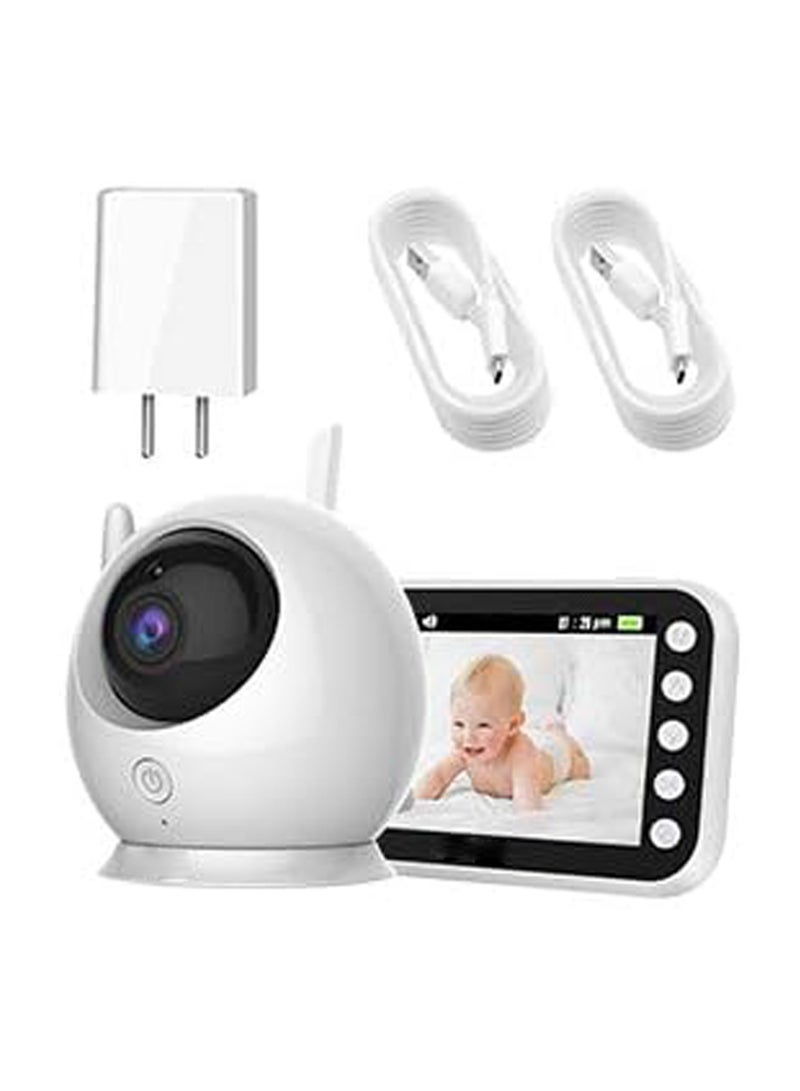 كابتن تيك ABM100 Video Baby Monitor, 4.3 LCD Display, 360° Angle Two-Way Audio Infrared Night Version, Lullaby Sound&Temperature Alert, Support Multi Cameras, Temperature Sensor, Power Saving Mode - Image 2