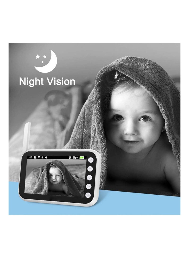 كابتن تيك ABM100 Video Baby Monitor, 4.3 LCD Display, 360° Angle Two-Way Audio Infrared Night Version, Lullaby Sound&Temperature Alert, Support Multi Cameras, Temperature Sensor, Power Saving Mode - Image 3