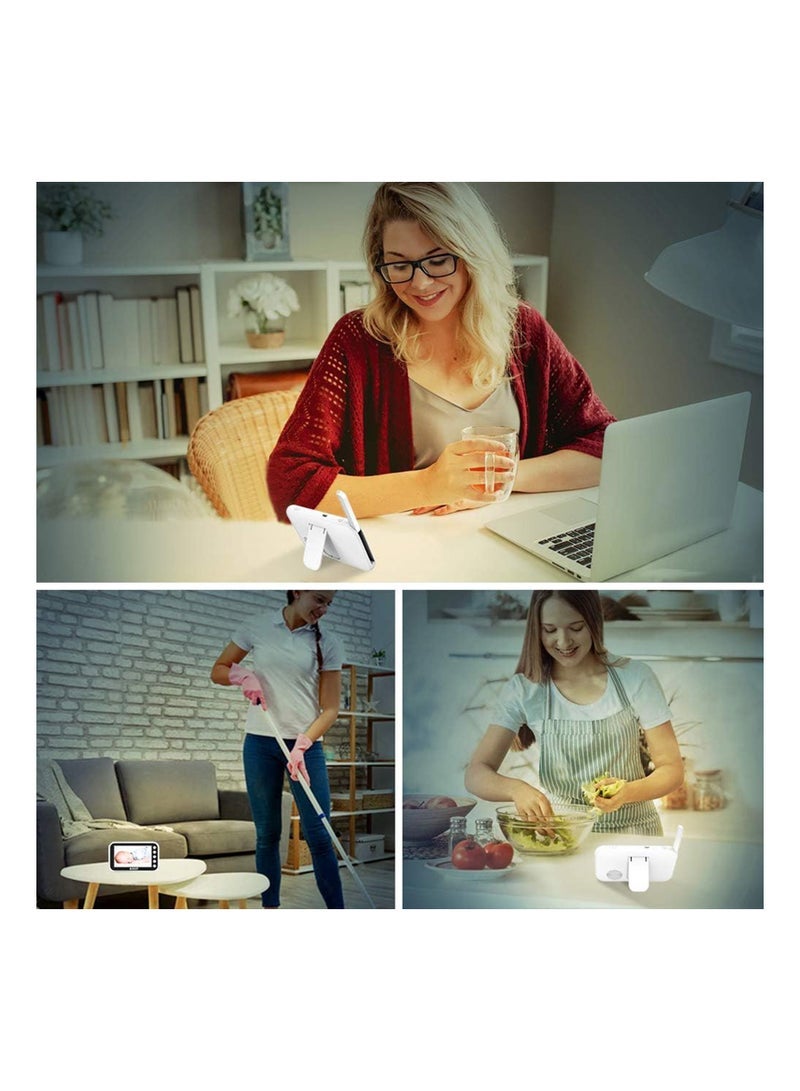 كابتن تيك ABM100 Video Baby Monitor, 4.3 LCD Display, 360° Angle Two-Way Audio Infrared Night Version, Lullaby Sound&Temperature Alert, Support Multi Cameras, Temperature Sensor, Power Saving Mode - Image 4