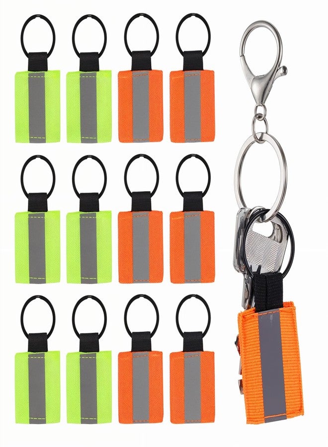 Zelphvt 12 Pieces Reflective Keychain Tags, High Visibility Nylon Zipper Pulls Safety Keychain with Holder Ring for Backpack, Dog Collar, Safety Gear - Image 1