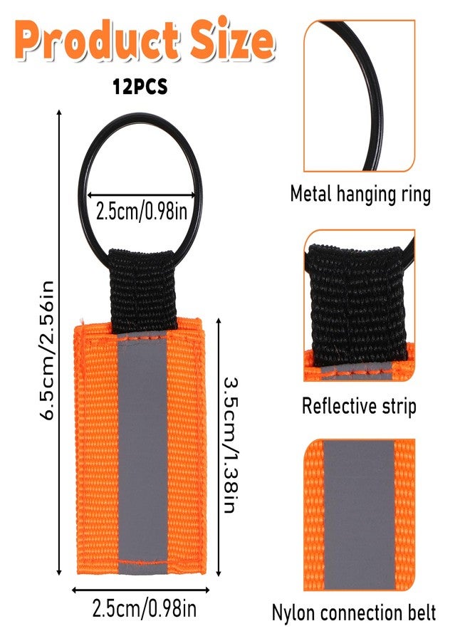 Zelphvt 12 Pieces Reflective Keychain Tags, High Visibility Nylon Zipper Pulls Safety Keychain with Holder Ring for Backpack, Dog Collar, Safety Gear - Image 2