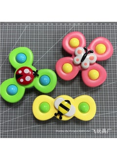 Baby Suction Cup Bath Toy Cartoon Finger Spinning Top Toothpaste Bath Toy Baby Shower Gift Idea Non-toxic Eco-friendly-Color:Butterfly Turn Music 3 (bag) (large Quantity And Excellent Price)